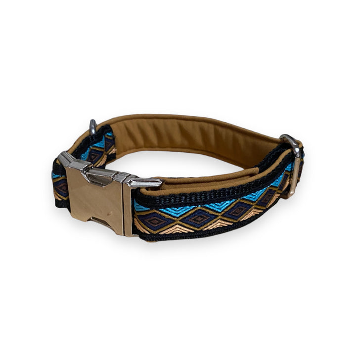 Halsband mit indianischem Muster in türkis-ocker
