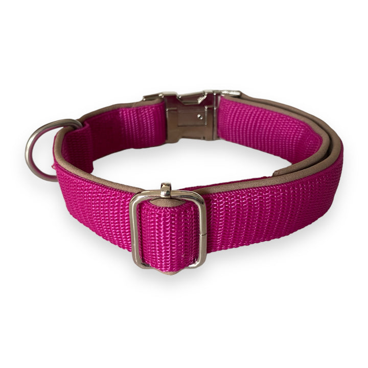 gepolstertes Hundehalsband in pink braun